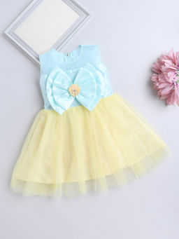 The Magic Wand - Sleeveless Bow Detailed Net Dress - Yellow