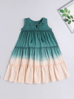 The Magic Wand - Sleeveless Tie And Dye Tassels Dress - Teal