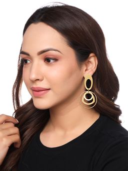 Yellow Chimes - Gold-Toned Geometrical shape Linked Dainty Earrings