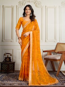 VAIRAGEE - Yellow Georgette Bollywood Saree with Unstitched Blouse