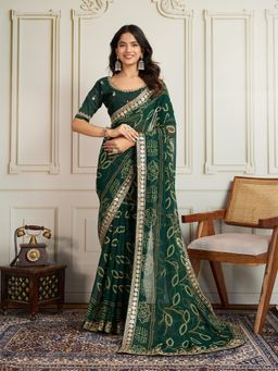 VAIRAGEE - Green Georgette Bollywood Saree with Unstitched Blouse