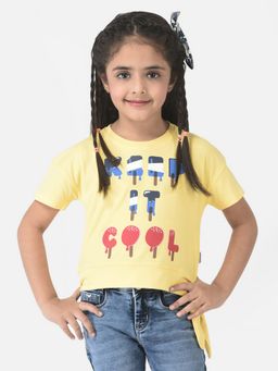 CRIMSOUNE CLUB - Girls Yellow T-Shirt with Tie-Up Detail