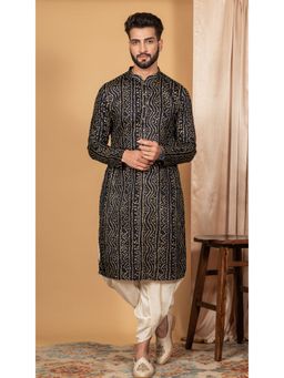 KISAH - Men Navy Blue Kurta and Dhoti (Set of 2)