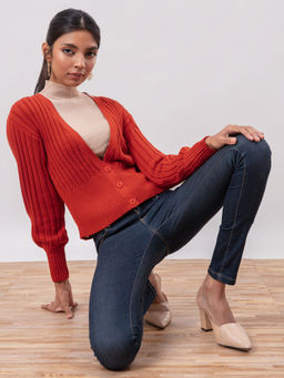 Twenty Dresses by Nykaa Fashion - Fall Time Madness Rust Cardigan