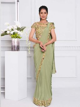 Odette - Shimmery Golden Hue Saree with Unstitched Blouse