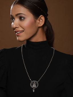 Aatmana - Silver-Plated Oxidised Laxmi Pendent Necklace