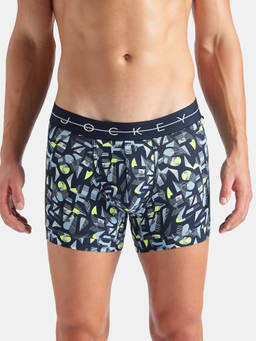 Jockey - Ny02 Men Super Combed Cotton Elastane Printed Trunk-Navy,White and Dusk Blue