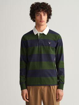 GANT - Men Green Striped Regular Fit Polo T-Shirt