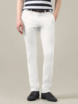 U.S. POLO ASSN. - White Dobby Weave Denver Slim Fit Trousers