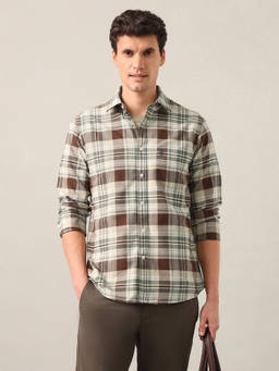 U.S. POLO ASSN. - Brown Tartan Checked Oxford Shirt