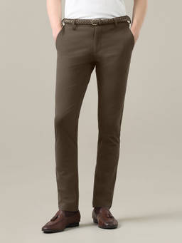 U.S. POLO ASSN. - Brown Satin Austin Slim Fit Trousers