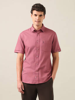U.S. POLO ASSN. - Pink Solid Dobby Shirt