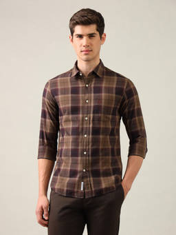 U.S. POLO ASSN. - Brown Tartan Checked Regular Fit Shirt