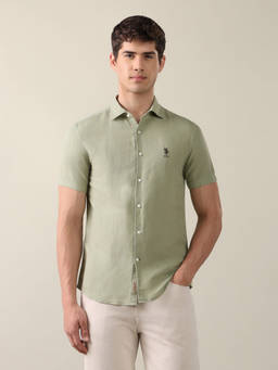 U.S. Polo Assn. Denim Co. - Green Solid Regular Fit Shirt