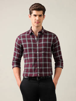 U.S. POLO ASSN. - Purple Grid Tattersall Checked Tailored Fit Shirt