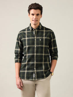 U.S. POLO ASSN. - Green Grid Tattersall Checked Regular Fit Shirt