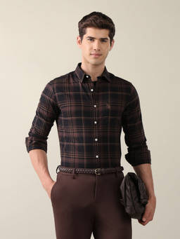U.S. POLO ASSN. - Brown Plaid Checked Tailored Fit Shirt