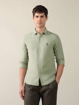 U.S. Polo Assn. Denim Co. - Green Solid Regular Fit Shirt