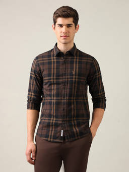 U.S. POLO ASSN. - Brown Grid Tattersall Checked Regular Fit Shirt