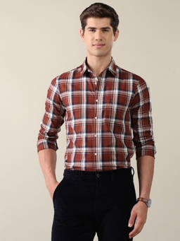 U.S. POLO ASSN. - Rust Twill Plaid Checked Shirt