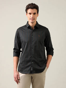 U.S. POLO ASSN. - Green Vertical Striped Satin Shirt