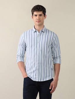 U.S. Polo Assn. Denim Co. - Blue Twill Vertical Striped Shirt