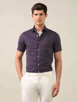 U.S. POLO ASSN. - Purple Vertical Striped Tailored Fit Shirt