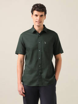 U.S. POLO ASSN. - Green Solid Dobby Shirt