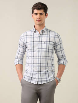 U.S. POLO ASSN. - Grey Grid Tattersall Checked Tailored Fit Shirt