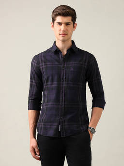U.S. POLO ASSN. - Purple Grid Tattersall Checked Tailored Fit Shirt