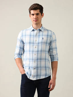 U.S. Polo Assn. Denim Co. - Blue Tartan Checked Twill Shirt