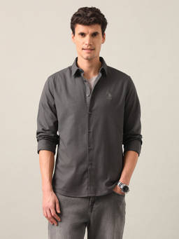 U.S. Polo Assn. Denim Co. - Grey Solid Regular Fit Shirt