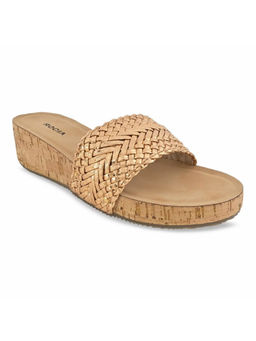 ROCIA - Rose Gold Women Solid Woven Slider Wedges