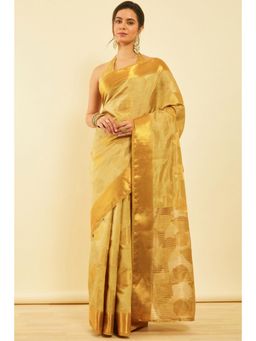 Soch - Women'S Gold Leaf Woven Design Art Silk Saree with Unstitched Blouse