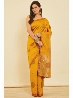 Soch - Women'S Mustard Ethnic Woven Design Art Silk Saree with Unstitched Blouse