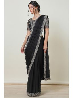 Soch - Women'S Black Georgette Zardozi Lace Saree Border with Unstitched