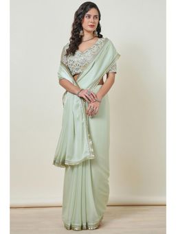 Soch - Women'S Light Green Organza Sequin Lace Border Saree