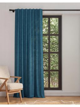 Fabindia - Blue Woven Viscose Blend Linen Curtain