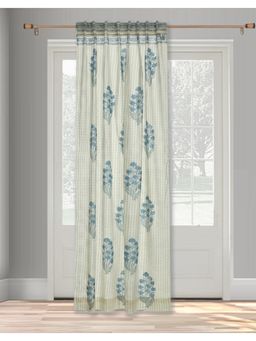 Fabindia - White Abha Hand Block Printed Cotton Curtain