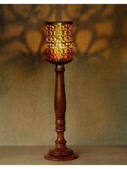 Fabindia - Gold Wooded Candle Holder