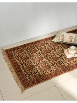 Fabindia - Red Kalamkari Printed Cotton Dhurrie
