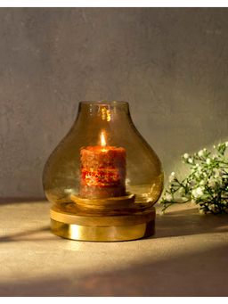 Fabindia - Gold Glass Tea Light Candle Holder with Base