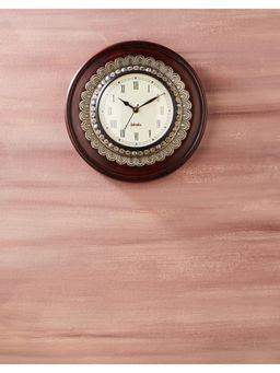 Fabindia - Brown Aariana Wooden Wall Clock