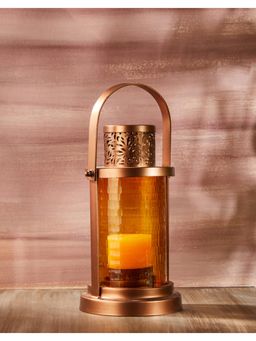 Fabindia - Gold Kumud Cutwork Glass Table Lantern