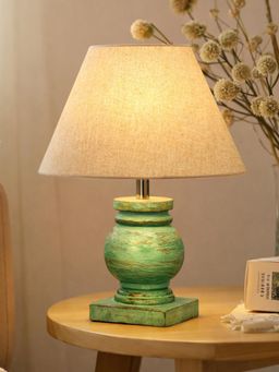 Homesake - Off White Simple Retro Wood Grain Farmhouse Bedside Table Lamp