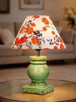 Homesake - White Simple Retro Wood Grain Farmhouse Bedside Table Lamp