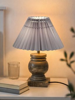 Homesake - Grey Simple Retro Wood Grain Farmhouse Bedside Table Lamp