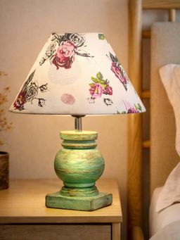 Homesake - White Simple Retro Wood Grain Farmhouse Bedside Table Lamp