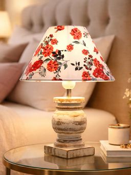 Homesake - White Simple Retro Wood Grain Farmhouse Bedside Table Lamp
