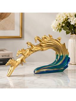 eCraftIndia - Gold Running Horse Family Decorative Showpiece For Home Decor